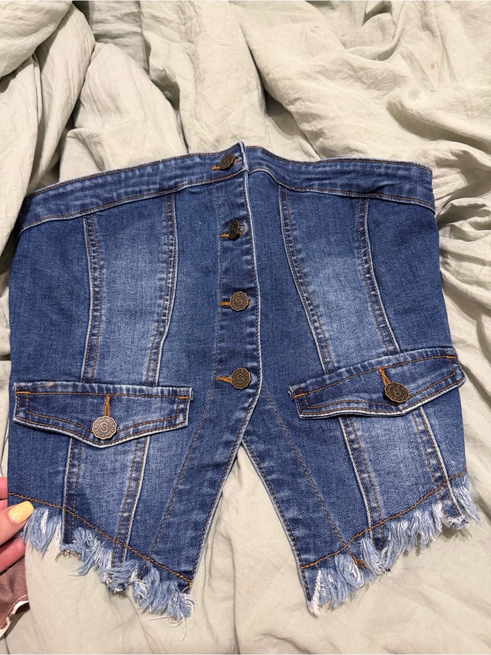 Buckle Denim Corset Top